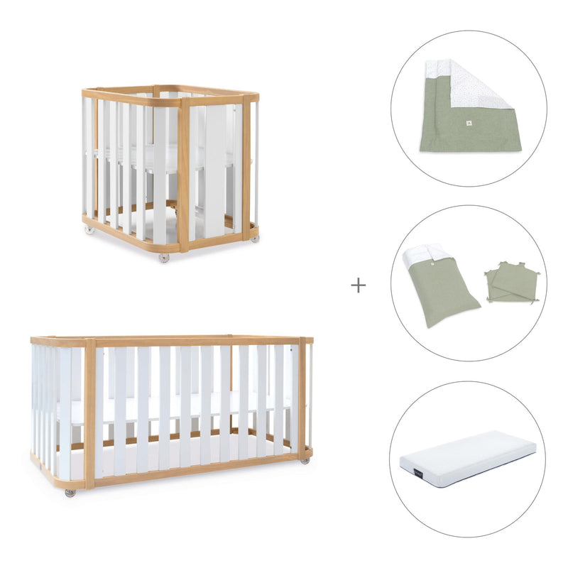 Minicuna-cuna-cama-escritorio (4en1) madera/blanco · Crea Plus Tre C351-M5011