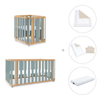 Minicuna-cuna-cama-escritorio (4en1) madera/verde · Crea Plus Tre C351-M5057