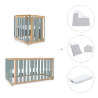 Minicuna-cuna-cama-escritorio (4en1) madera/verde · Crea Plus Tre C351-M5057