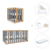 Minicuna-cuna-cama-escritorio (4en1) madera/gris · Crea Plus Tre C351-M5058