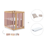 Minicuna-cuna-cama-escritorio (4en1) madera/rosa · Crea Plus Tre C351-M5059