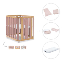 Minicuna-cuna-cama-escritorio (4en1) madera/rosa · Crea Plus Tre C351-M5059