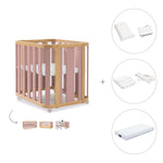 Minicuna-cuna-cama-escritorio (4en1) madera/rosa · Crea Plus Tre C351-M5059