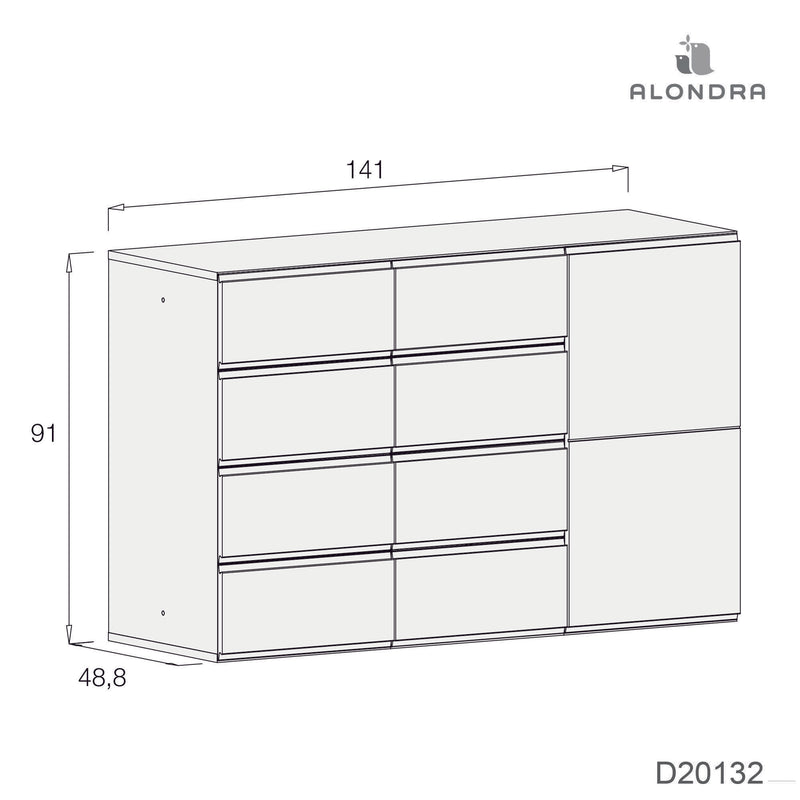 Medidas armario-aparador grande modular lacado en blanco brillo o mate
