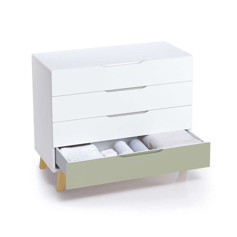 Cómoda bebé (4 cajones) con patas de madera · Nomad D247R