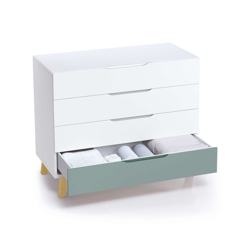 Cómoda bebé (4 cajones) con patas de madera · Nomad D247R
