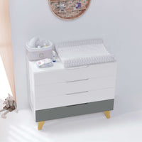 Cómoda bebé (4 cajones) con patas de madera · Nomad D247R