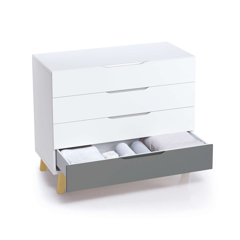 Cómoda bebé (4 cajones) con patas de madera · Nomad D247R
