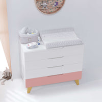Cómoda bebé (4 cajones) con patas de madera · Nomad D247R