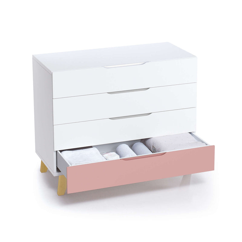 Cómoda bebé (4 cajones) con patas de madera · Nomad D247R