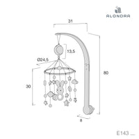 Móvil musical de madera curvado para cuna bebé · Axis Plus E143-97