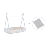 Cama Montessori blanca 70x140 cm con textil gris · Homy