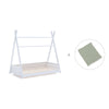 Cama Montessori blanca 70x140 cm con textil verde · Homy