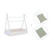 Cama Montessori blanca 70x140 cm con textil verde · Homy