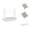 Cama Montessori blanca 70x140 cm con textil verde · Homy