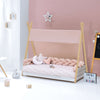 Cama Montessori madera 90x200 cm con textil rosa · Homy Life XL