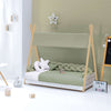 Cama Montessori madera 90x200 cm con textil verde · Homy Life XL