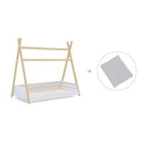 Cama Montessori madera 70x140 cm con textil gris · Homy Life Delphin