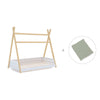 Cama Montessori madera 70x140 cm con textil verde · Homy Life