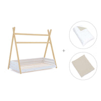 Cama Montessori madera 70x140 cm con textil beige · Homy Life