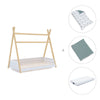 Cama Montessori madera 70x140 cm con textil verde eucalipto · Homy Life