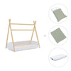 Cama Montessori madera 70x140 cm con textil verde · Homy Life