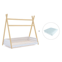 Cama júnior Montessori madera 90x200 cm con textil Mint · Homy Life XL