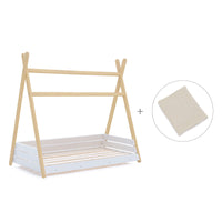 Cama Montessori madera 90x200 cm con textil beige · Homy Life XL