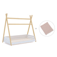 Cama Montessori madera 90x200 cm con textil rosa · Homy Life XL