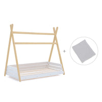 Cama Montessori madera 90x200 cm con textil gris · Homy Life XL