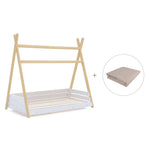 Cama júnior Montessori madera 90x200 cm con textil Arena · Homy Life XL