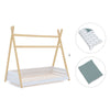 Cama Montessori madera 90x200 cm con textil verde eucalipto · Homy Life XL