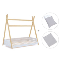Cama Montessori madera 90x200 cm con textil gris · Homy Life XL
