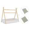 Cama Montessori madera 90x200 cm con textil verde · Homy Life XL