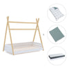 Cama Montessori madera 90x200 cm con textil verde eucalipto · Homy Life XL