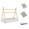 Cama Montessori madera 90x200 cm con textil verde · Homy Life XL
