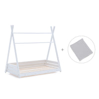 Cama Montessori blanca 90x200 cm con textil gris · Homy XL