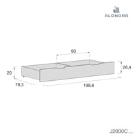 Medidas cajón inferior cama Sogni XL Montessori de Alondra