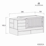 Medidas cuna convertible Sero Evolutive K502 con cajones