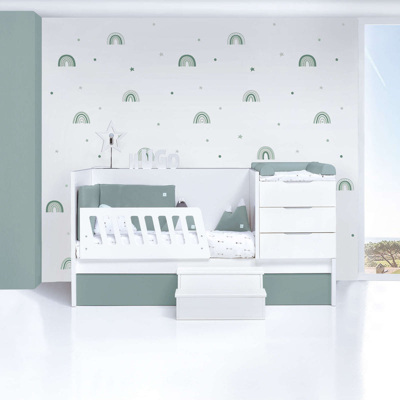 Cuna convertible 70x140 cm blanca/eucalipto · Sero More Eucalyptus K546-M7757