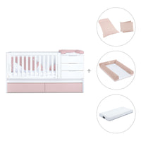 Cuna convertible 70x140 cm blanca/rosa claro · Sero More Flamingo K546-M7742