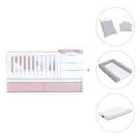 Cuna convertible 70x140 cm blanca/rosa claro · Sero More Flamingo K546-M7742