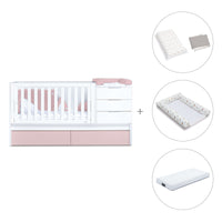 Cuna convertible 70x140 cm blanca/rosa claro · Sero More Flamingo K546-M7742