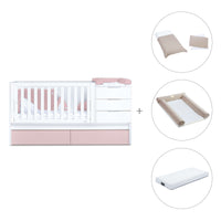 Cuna convertible 70x140 cm blanca/rosa claro · Sero More Flamingo K546-M7742