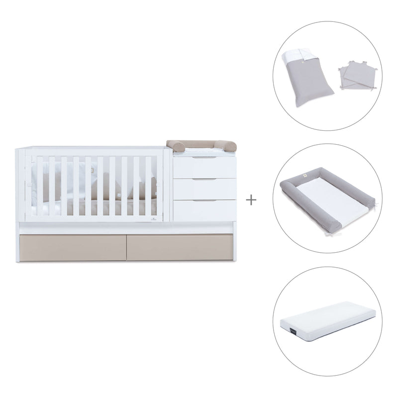 Cuna convertible 70x140 cm blanca/beige · Sero More K546-M7753