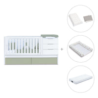 Cuna convertible 70x140 cm blanca/verde-oliva · Sero More K546-M7756
