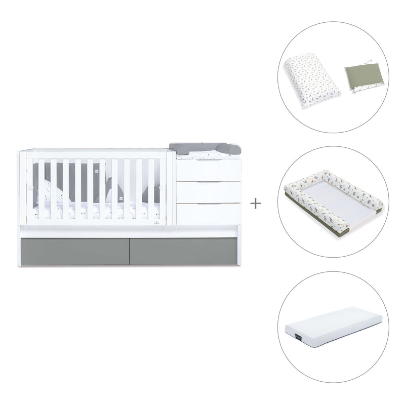 Cuna convertible 70x140 cm blanca/antracita · Sero More Antracita K546-M7758
