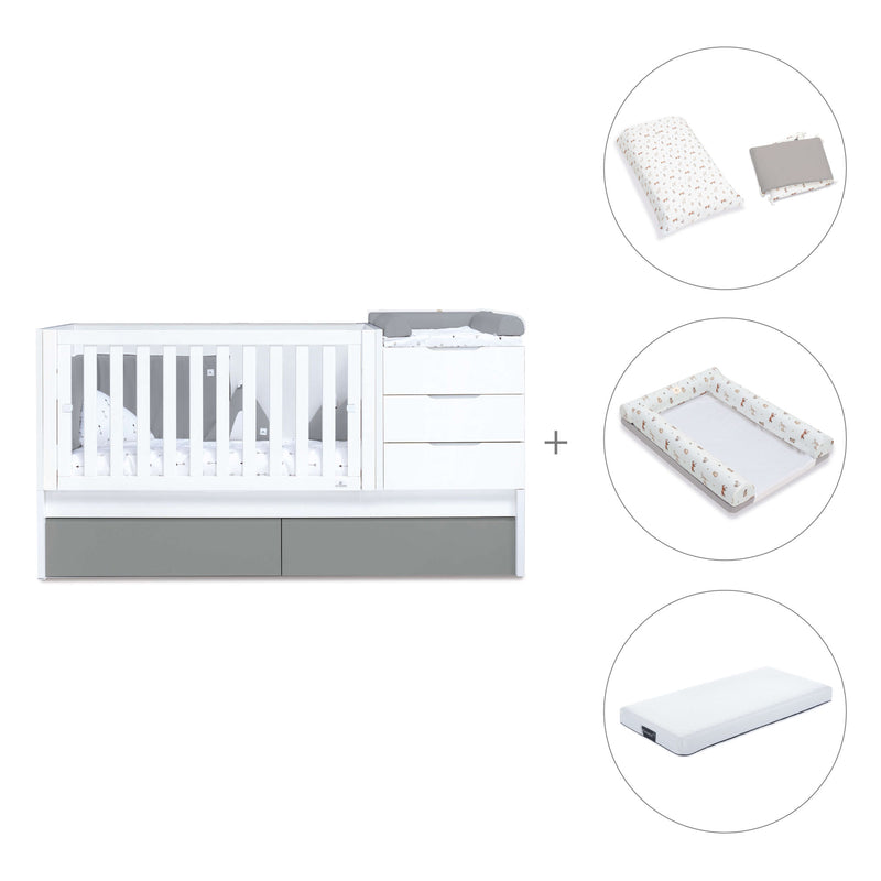 Cuna convertible 70x140 cm blanca/antracita · Sero More Antracita K546-M7758