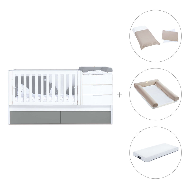 Cuna convertible 70x140 cm blanca/antracita · Sero More Antracita K546-M7758