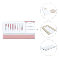 Cuna convertible 70x140 cm blanca/rosa · Sero More Quarzo K546-M7759